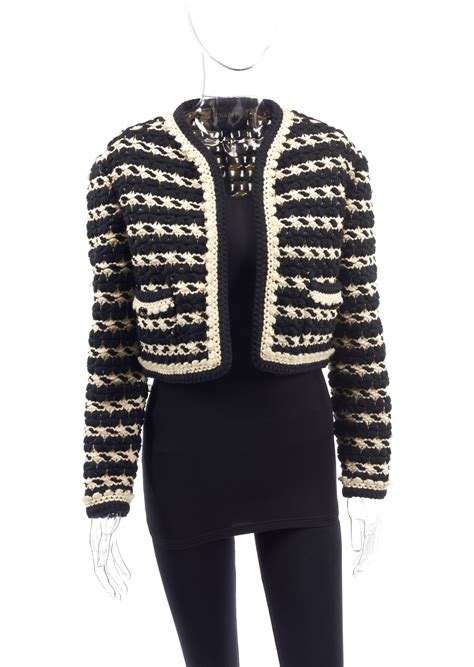 chanel black and white coat